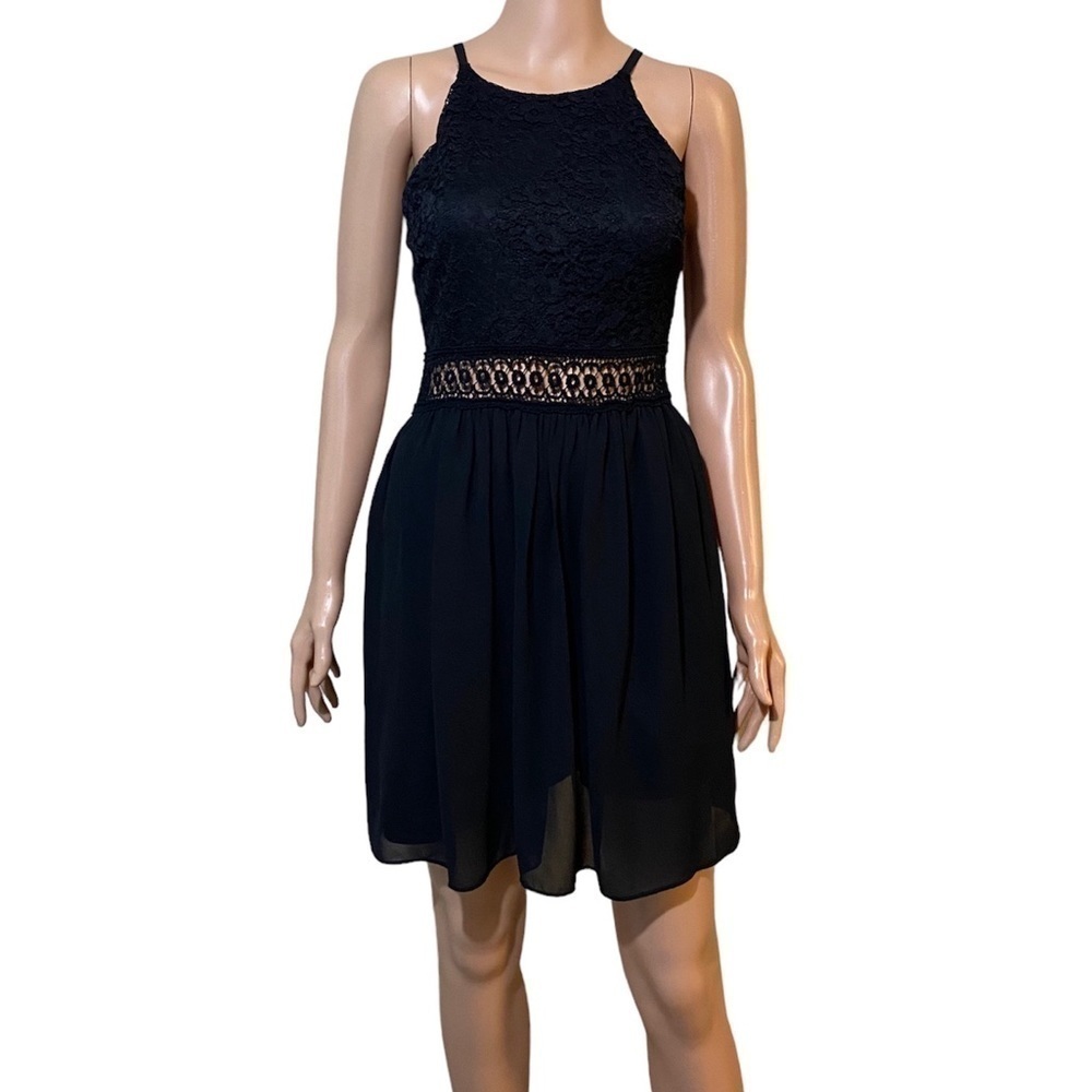 BCX black dress see through lace waist like new woman’s size 9